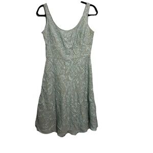 Talbots Knee Length Sleeveless Round Neck Pure Silk A-Line Dress Light Blue‎ 4
